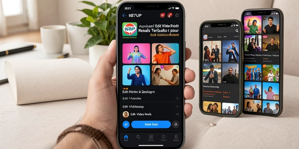 Antarmuka intuitif aplikasi 987UP untuk Edit Video Reels.