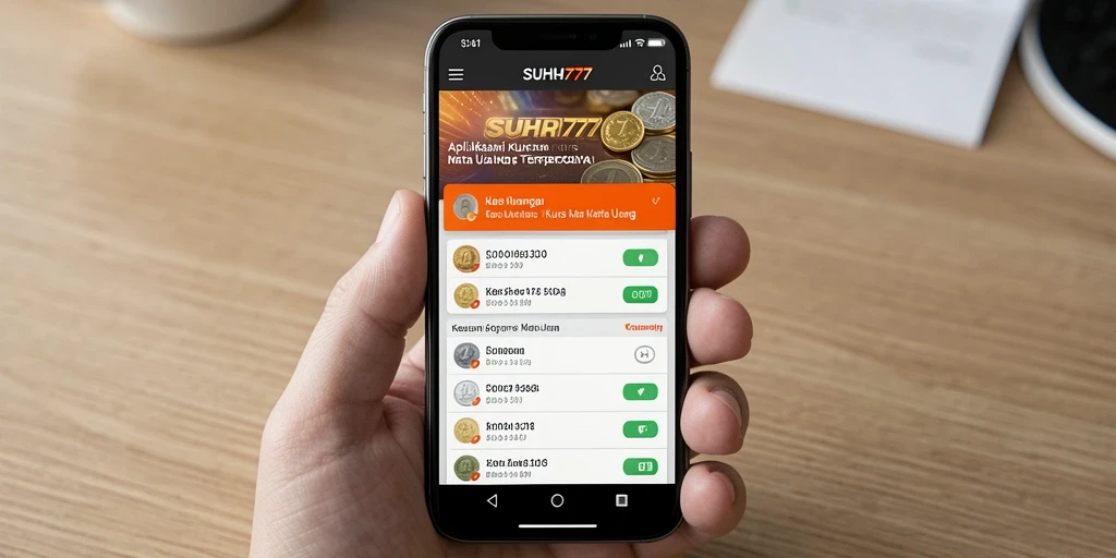 Screenshot antarmuka SUHU777 menampilkan informasi kurs mata uang terkini.