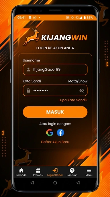Tampilan halaman login kijangwin